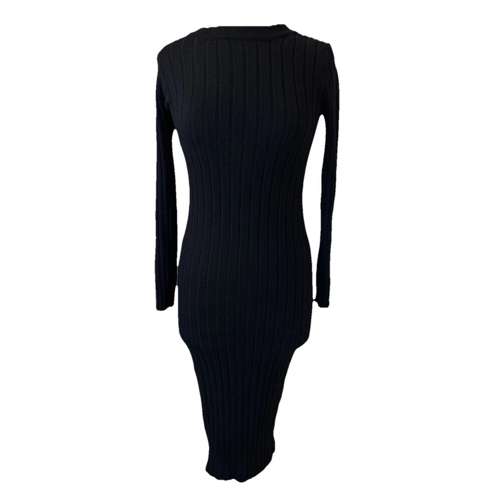 Lulus Women's The Best Yet Ribbed Bodycon Sweater Dress CG2 Black Size Medium - Picture 11 of 13